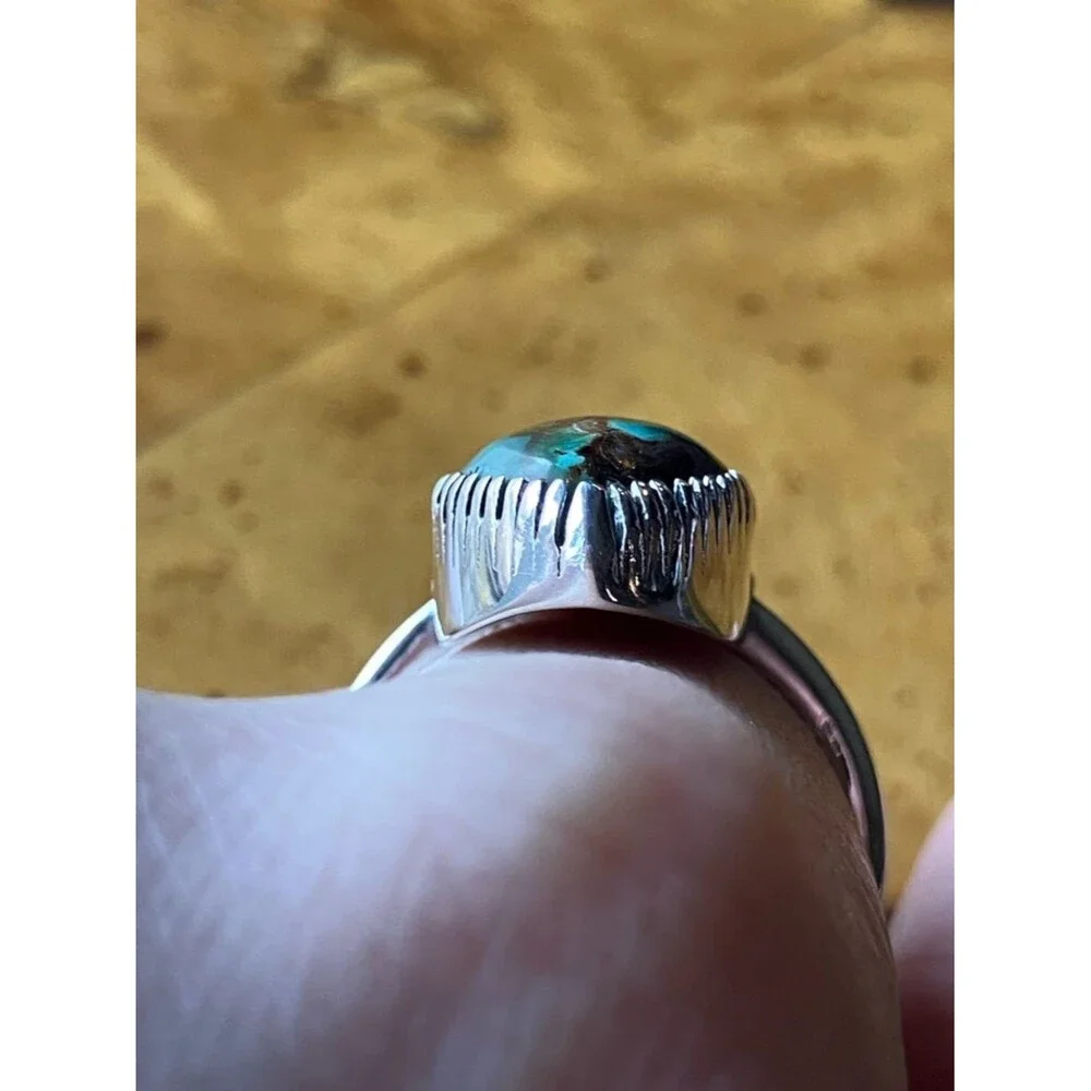 Royston Turquoise White Buffalo Turquoise Sterling Silver Ring Size 8